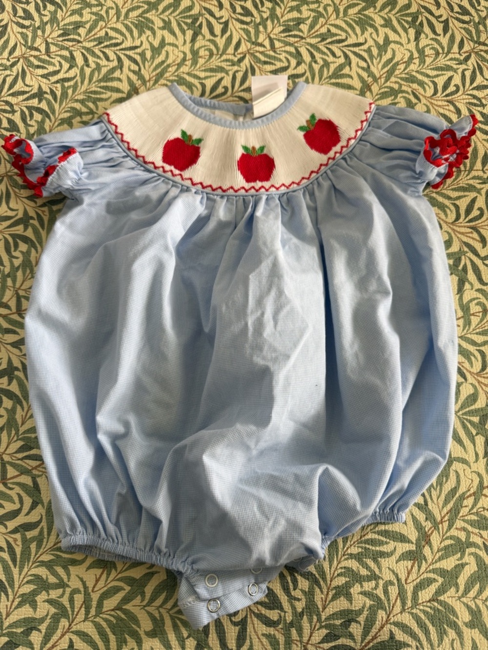 Blue Apple Smocked Baby One-Piece Bodysuit